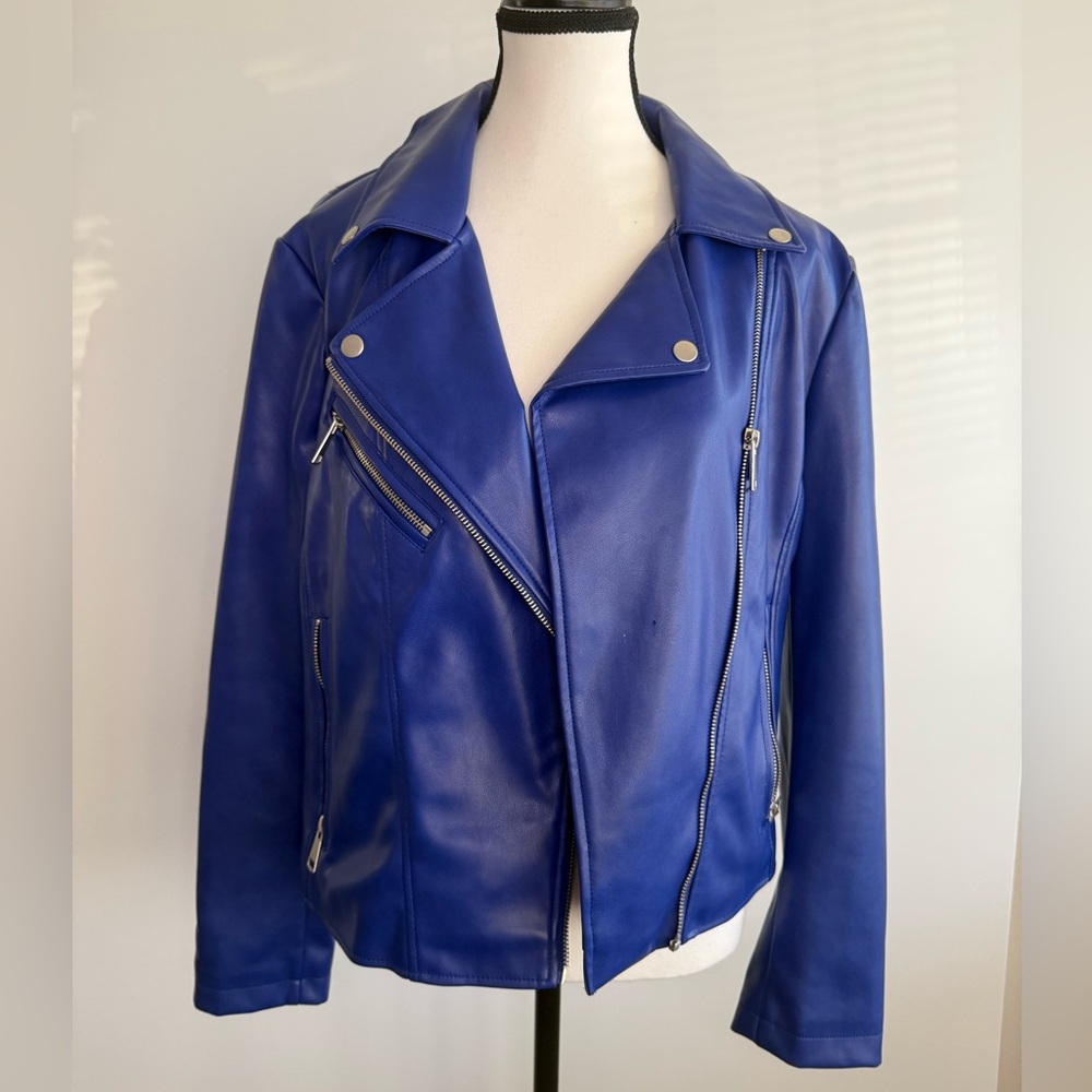Bagatelle Faux Leather Blue Women's Jacket